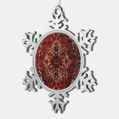 Orientaal tapeontwerp in donkerrood tin sneeuwvlok ornament (Rechts)