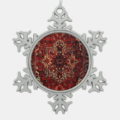 Orientaal tapeontwerp in donkerrood tin sneeuwvlok ornament (Voorkant)