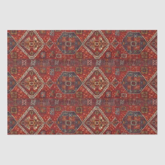 Orientaal tapeontwerp in donkerrood tissuepapier (Voorkant)