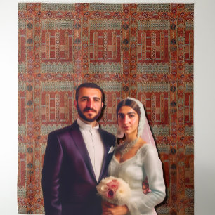 Orientaal tapeontwerp in sinaasappels wandkleed