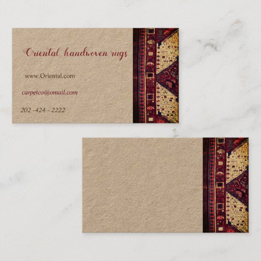 Orientaal tapeontwerp in visitekaartje (Voorkant / Achterkant)