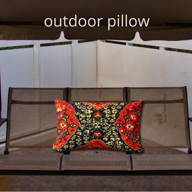 Orientaal tapijt blauw en oranje buitenkussen (Creator heeft geüpload)