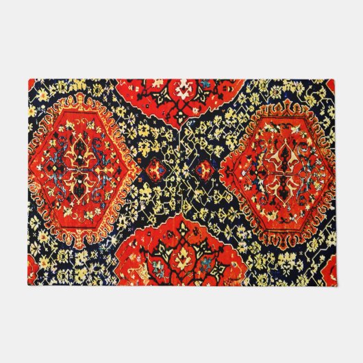 Orientaal tapijt blauw en oranje - groot deurmat (Voorkant)