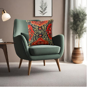 Orientaal tapijt blauw en oranje kussen