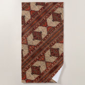 Orientaal tapijtpatroon in sinaasappel en room strandlaken (Voorkant)