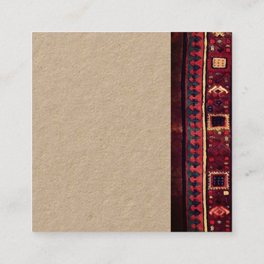 Oriëntaalkundig ontwerp vierkante visitekaartje (Achterkant)