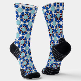 Oriëntaals Blauw Wit Marokkaans Geometrisch Arabes Sokken