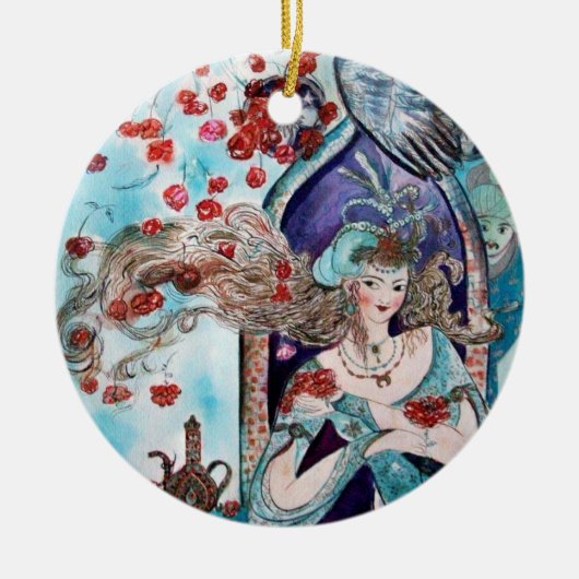 ORIËNTAALS SPROOKJE Blauwe Saffier Keramisch Ornament (Voorkant)