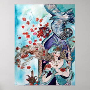 ORIËNTAALS SPROOKJE / PRINSESS,RODE ROZEN EN HAVIK POSTER