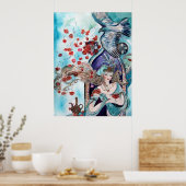 ORIËNTAALS SPROOKJE / PRINSESS,RODE ROZEN EN HAVIK POSTER (Keuken)