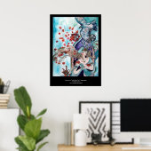 ORIËNTAALS SPROOKJE / PRINSESS,RODE ROZEN EN HAVIK POSTER (Thuiskantoor)