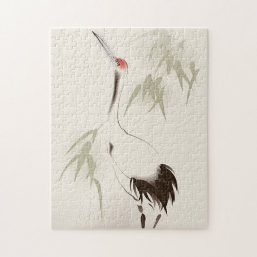 Oriëntaalschilderij, roodvolle kraan legpuzzel (Verticaal)