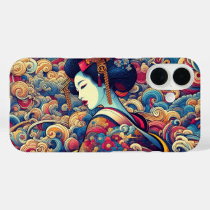 Oriëntaalse abstracte Geisha maiko levendige golve iPhone 16 Hoesje