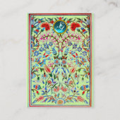 ORIËNTAALSE BLOEMEN DAMAST MONOGRAM Blauw Groen Visitekaartje (Achterkant)