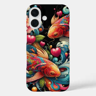 Oriëntaalse levendige abstracte koi vissen golven  iPhone 16 hoesje