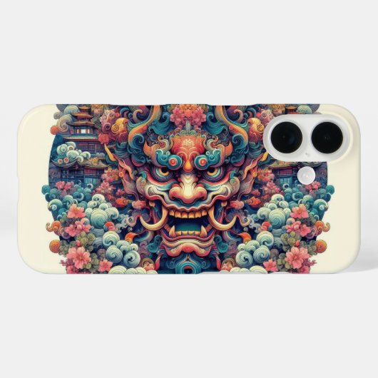Oriëntaalse symmetrische abstracte Oni demon gezic Case-Mate iPhone Case (Achterkant (horizontaal))