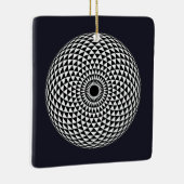 Oriëntaalse Zwart Wit Mandala Geometrische Vector  Keramisch Ornament (Rechts)