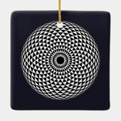 Oriëntaalse Zwart Wit Mandala Geometrische Vector  Keramisch Ornament (Achterkant)