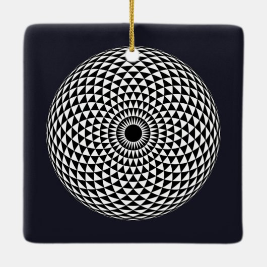 Oriëntaalse Zwart Wit Mandala Geometrische Vector  Keramisch Ornament (Achterkant)