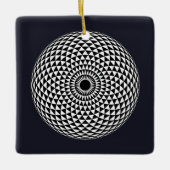 Oriëntaalse Zwart Wit Mandala Geometrische Vector  Keramisch Ornament (Voorkant)