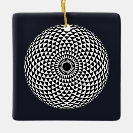 Oriëntaalse Zwart Wit Mandala Geometrische Vector  Keramisch Ornament (Voorkant)