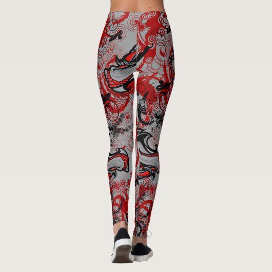 Oriental Accent Dragons Abstracte Kunst Leggings (Achterkant)