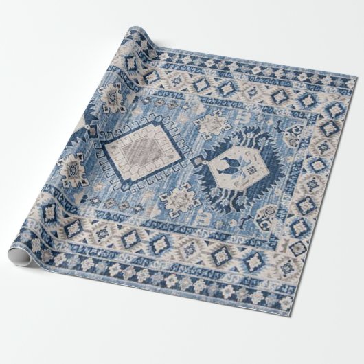 Oriental Antiek Blue Kilim Rug Cadeaupapier (Uitgerold)