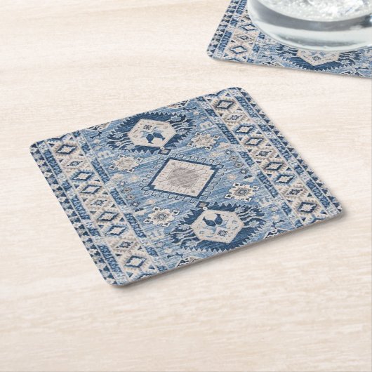Oriental Antiek Blue Kilim Rug Kartonnen Onderzetters (Schuin)