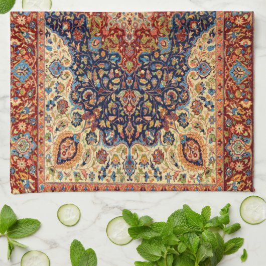 Oriental Antiek Turkis Carpet Pattern Theedoek (Gevouwen)