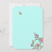 Oriental Aqua Floral Classic Chinoiserie Wedding Kaart (Achterkant)