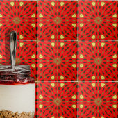 Oriental Arabesque Mosaic Red Geometric Pattern Tegeltje