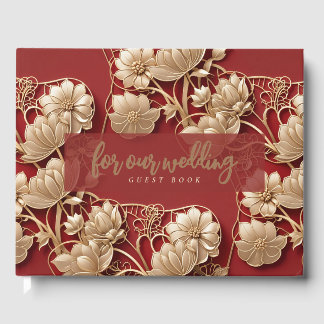 Oriental Art Deco Florals | Custom Wedding Gastenboek