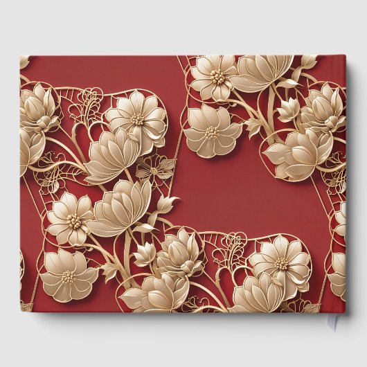 Oriental Art Deco Florals | Custom Wedding Gastenboek (Achterkant)