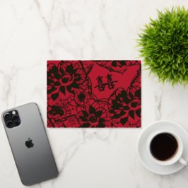 Oriental Art Deco Florals | Double Happiness Folie Wenskaart