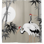 Oriental Bamboo en Cranes op Sunset Douchegordijn (Voorkant)