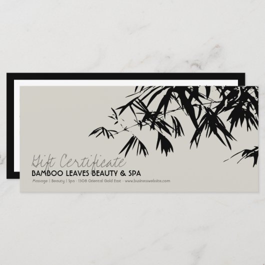 Oriental Bamboo leest Zen Spa Cadeaucertificaat (Voorkant / Achterkant)