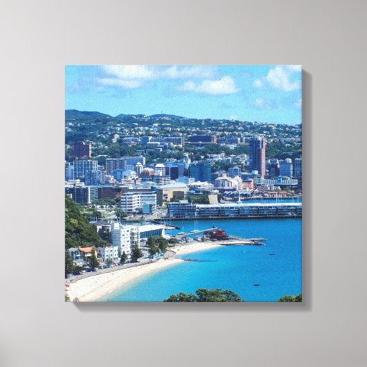 Oriental Bay, Wellington, Nieuw-Zeeland Canvas Afdruk (Voorkant)