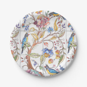Oriental Bird Colorful Elegant Chinoiserie Papieren Bordje