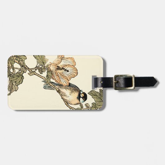 Oriental Bird Perch op Branch Bagagelabel (Voorkant horizontaal)