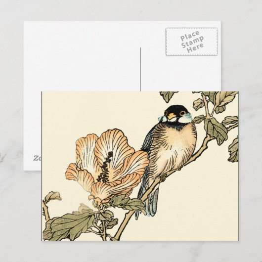 Oriental Bird Perch op Branch Briefkaart (Voorkant / Achterkant)