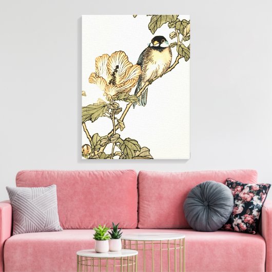 Oriental Bird Perch op Branch Canvas Afdruk (Insitu (Woonkamer))