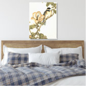 Oriental Bird Perch op Branch Canvas Afdruk (Insitu (Slaapkamer))