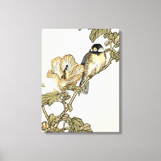 Oriental Bird Perch op Branch Canvas Afdruk (Voorkant)