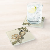 Oriental Bird Perch op Branch Glazen Onderzetter (Schuin)