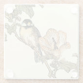 Oriental Bird Perch op Branch Glazen Onderzetter (Achterkant)