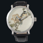 Oriental Bird Perch op Branch Horloge<br><div class="desc">Deze kunstdrukplaat toont scherp,  levendig afbeelding van een oosterse vogel die op een tak wordt geperst. Hieronder bevindt zich een oranje bloem met een hoge kleurnauwkeurigheid. Deze hedendaagse kunstfoto van een traditioneel oosters geïnspireerde kunst zal een teken toevoegen aan elke muur in je huis.</div>