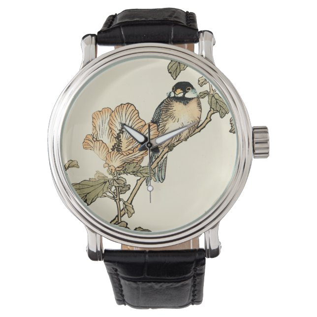 Oriental Bird Perch op Branch Horloge (Voorkant)