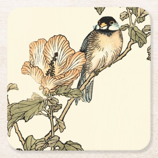 Oriental Bird Perch op Branch Kartonnen Onderzetters (Voorkant)