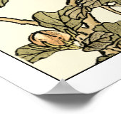 Oriental Bird Perch op Branch Poster (Hoek)