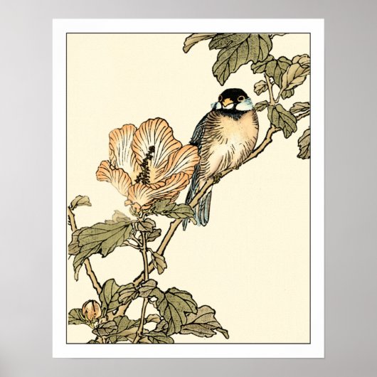 Oriental Bird Perch op Branch Poster (Voorkant)